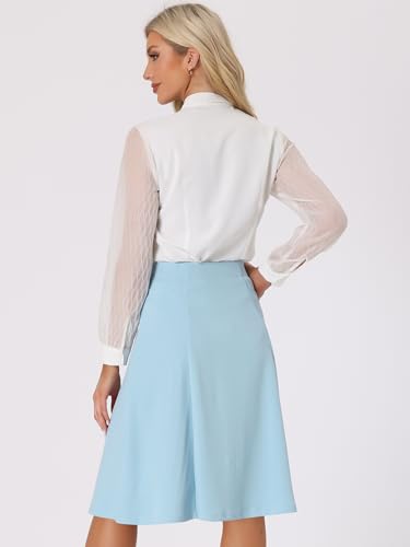 Allegra K Women's A-Line Button Front Work Formal Knee Length Skirt4