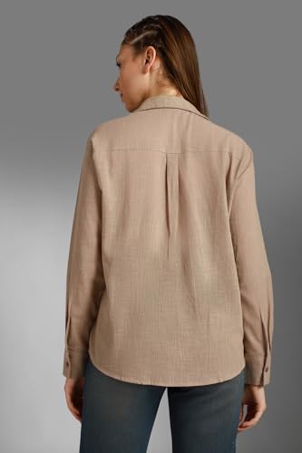 Image of High Star Women's Classic Oversized Spread Collar Long Sleeves Cotton Casual Shirt