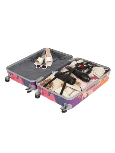 Image of Teakwood World Small 75 cm Check in Size Trolley Bag Polycarbonate 360 Degree 8 Wheels Luggage Bag with TSA Lock, Adjustable Handle Trolley Bags for Travel, Suitcase for Travel | Wave Pink