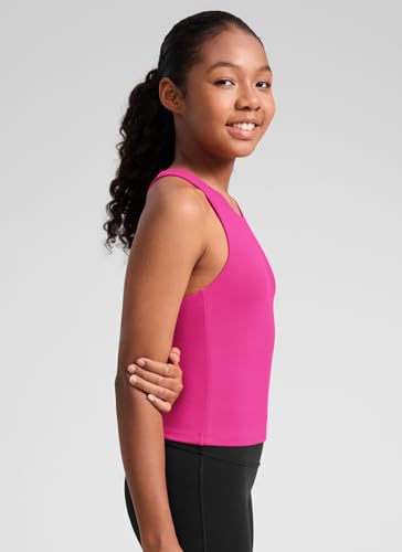 Image of CRZ YOGA Girls Butterluxe Double Lined Tank Top | Dance, Extremely Soft, Tight Fit, Waist Length, High Neck, Athletic, Sleeveless Shirts for Teen