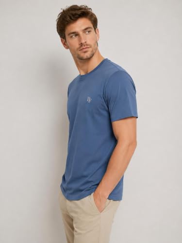Image of BLUE FOG Summer Casual Wear Regular Fit Cotton Blend Half Sleeve Round Neck |T-Shirt for Men's(101)