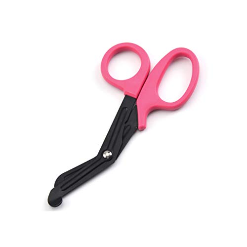 iTop3te Medical Scissor for EMT, Nurses, Doctor, Paramedic, 1 Piece Dark Pink Grip with Non-Stick Blades Trauma Shear, Pink Handle Bandage Scissor