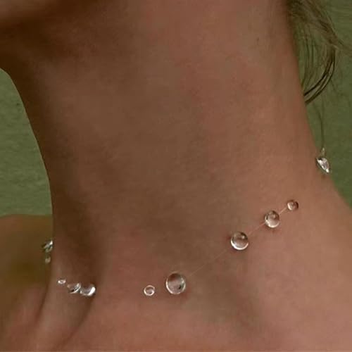 YANCHUN Dew Drop Necklace Choker Necklace for Women Clear Drop Necklaces Lariat Necklaces for Women Handmade Dew Jewelry3