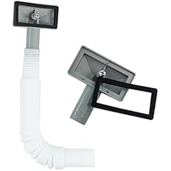 Rebosadero Fregadero Teka 2x tubos de rebosadero, tubo de rebosadero para lavabo extensible, interfaz cuadrada (Tamaño: 75x40mm) Longitud del tubo 230-600 mm, diámetro 26 mm (diámetro interior: 21 mm)