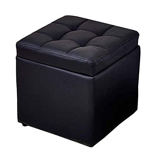 ISHEGREV Reposapiés con Cubo de Almacenamiento, Taburete de Cuero con Almacenamiento, Taburete portátil para pies, Asiento Acolchado tapizado - Taburete con reposapiés para Sala de Estar