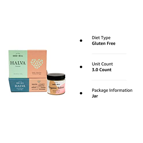 Seed + Mill - Halva Dessert And Organic Tahini Sampler (Sea Salt Dark Chocolate Halva Candy, Pistachio Halava Candy, Organic Tahini Sauce) - Vegan, Kosher, & Gluten Free In A Beautiful Boxed Gift Set #TOP6