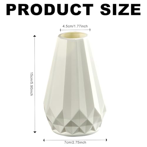 Vase Decorative Unbreakable Plastic Vases for Flowers Tall Modern Flower Vase for Living Room Office Desktop Wedding Decoration (White) - Image 2