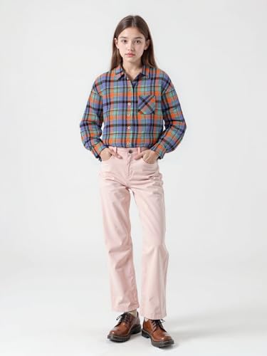 Image of SELINK Girls Long Sleeve Flannel Buffalo Plaid Button Down Shirt