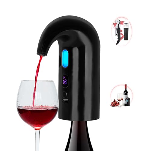 Electric Wine Aerator, Wine decanter with aerator, Electric wine dispenser, Wine aerator pourer spout, Automatic wine dispenser, Wine Decanter Pump, Wine Accessories Gifts for Wine Lovers（Black）