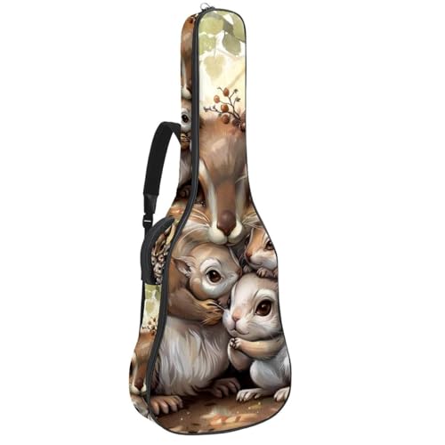 Sac de transport guitare imperméable en tissu Oxford rembourré éponge épaisse motif écureuils