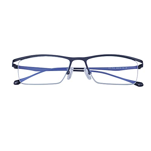 Joxigo Blue Light Blocking Computer Gaming Glasses Men Half-Rim Metal Frame + Case #TOP2
