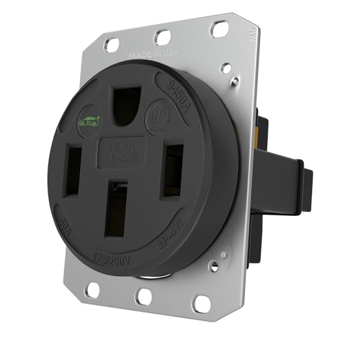 HBL9450A Straight Blade Device Receptacle 50 Amp Car Charger Receptacle RTP Industrial Grade 3-Pole 4-Wire Grounding 50A 125/250V 14-50R