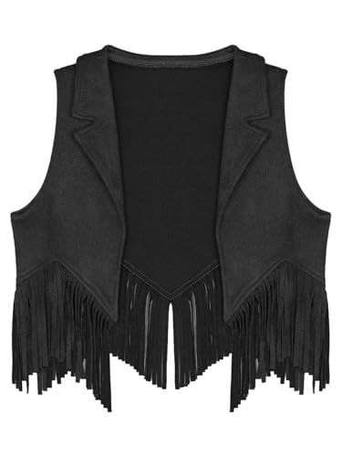 Western Cowboy Cowgirl Vest for Boys Girls Halloween Party Dress Up Suede Tassel Fringe Waistcoat3