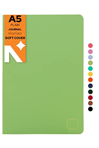 Image of NEORAH - A5 Notebook SOFT COVER | Organiser REFILL | Unruled Notebook Journal | 110 GSM | 160 pages (Size 21 cm x 14.8 cm)Planner Journaling Writing Note Taking Diary, Travellers Journal- LIGHT GREEN
