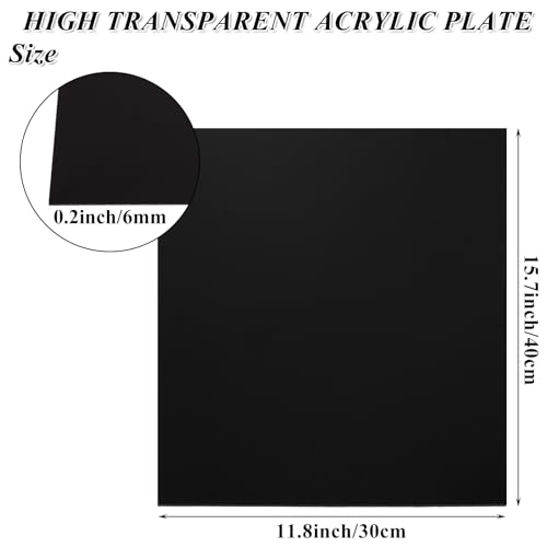 Image of 4 Pack 12 x 15.75 Inch Black Acrylic Sheet - 1 /4 inch Thick Square Plexiglass Sheets, Black Cast Acrylic Sheet with Protective Paper for DIY Display, Craft, Sign, Painting, Laser Cutting (5.3 mm)