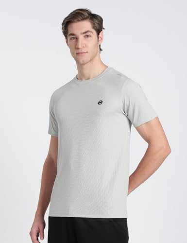 Image of Pump'd Men's Solid Textured Activewear Regular Fit Sports | Activewear | Running | Gym | Plain T-Shirt | Round Neck