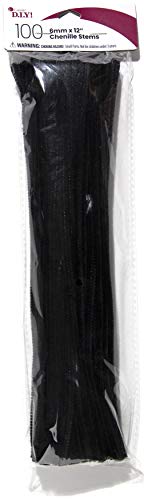 Cousin DIY Black Chenille Pipe Cleaners, 6mm x 12 inch, 100 Pack