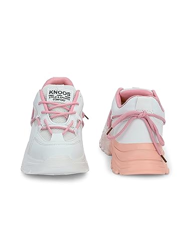 Image of KNOOS Stylish Trendy Lightweight Canvas Casual High Top Sneaker Shoes For Women's & Girls| Sneakers| White UK