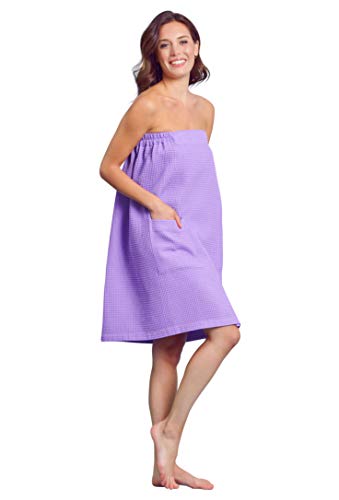 Women Waffle Spa/Bath Wrap Soft Lightweight Comfortable Adjustable Closure, Dry Fast (XX-Large, Lavender)