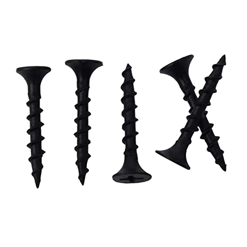 JEGONFRI 250pcs #6 × 1 inch High Hardness Drywall Screws, Black, Coarse Thread, Phillips Drive, Bugle Head, Black Wood Screws, Wood and More (1 in, 250)