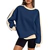 Trendy Queen Womens Oversized Sweatshirts Crewneck Hoodies Color Block Long Sleeve Pullover Fall Clothes 2024