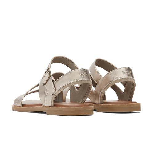 Image of TOMS Women's Sloane Sandal, Leather /Suede Upper, Light Gold Metallic Leather /Suede, 5.5B