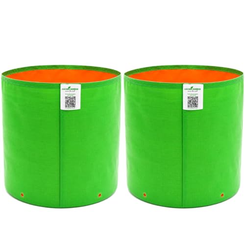 Image of Anandi Green's Premium HDPE Uv Protected 220 GSM Round Shaped Green Colour Plants Grow Bags Suitable for Terrace and Vegetable Gardening Pack of 2 18x18 INCH