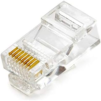 Davitu Electrical Equipments Supplies - 100pcs 8P Modular Cat 5e RJ45 Connector Ethernet Cable Head Plug Gold-plated Cat 5e Crimp Network RJ 45 Connector Cat5e - (Color: Blue, Package: 100pcs)