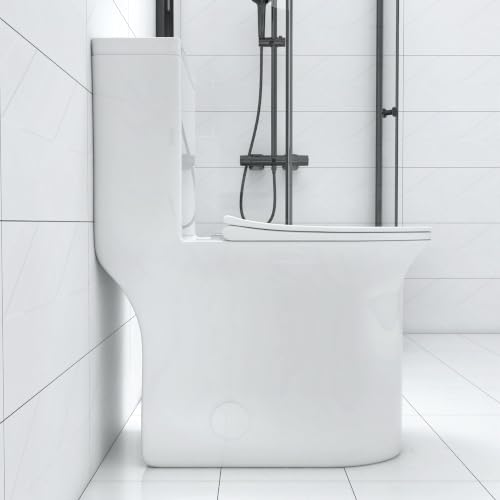 Image of One Piece Tall Toilet, 18.5-Inch Bowl, Dual Flush, White