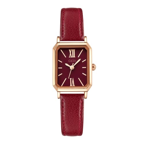 carlien Women Quartz Watch Lady Stylish Rectangle Dress Watch with Leather Strap and Sapphire Crown