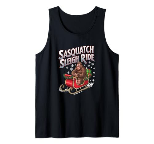 Paseo en trineo de Sasquatch Bigfoot Christmas Sasquatch Sliegh Camiseta sin Mangas
