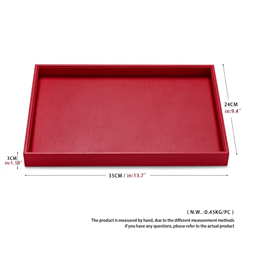 Plateau à bijoux en cuir rouge empilable pour trier vos bagues - 8