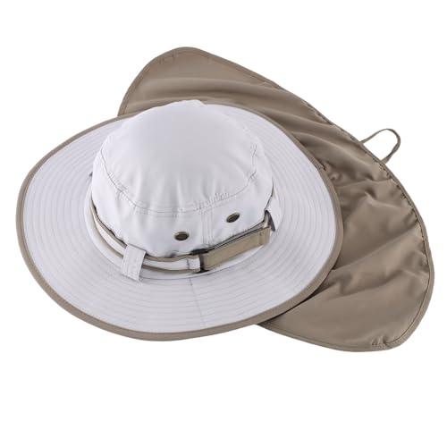 Image of Home Prefer UPF50 Mens Sun Hat with Neck Flap Quick Dry UV Protection Cap Womens Wide Brim Fishing Hat Neck Flap Beach Garden