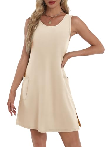 Image of BKRIVE Coverup Summer Dresses for Women 2026 Eyelet Casual Loose Sleeveless Sundresses Tank Dresses with Pockets