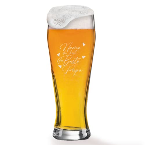 GRAVURMACHER® Vaso de cerveza de trigo con grabado, 0,5 l, para el mejor papá del mundo, regalo para el día del padre, regalo de cumpleaños como hombre (motivo del día del padre 07)
