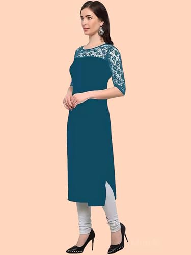 Image of Women's Crepe A-line Straight Kurtis, Plain Casual Wear Kurtis