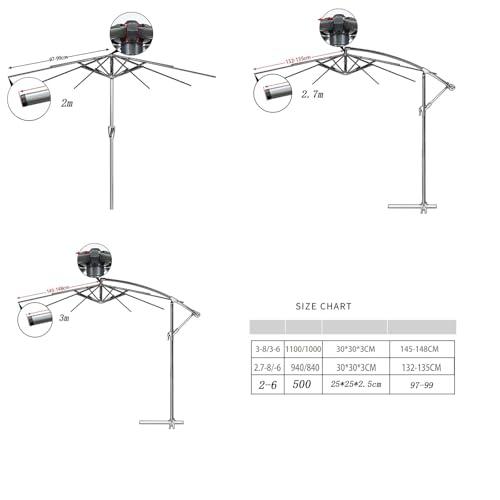 Auvent de remplacement parasol 3.6m imperméable pour structure à baleines de jardin