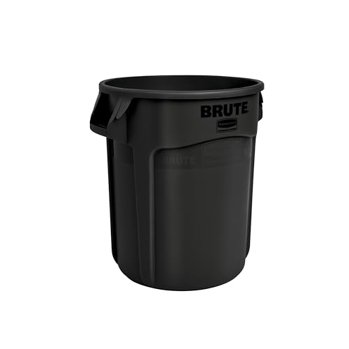 Rubbermaid Commercial Products BRUTE Heavy-Duty Round Trash Can with Venting Channels, 20-Gallon, Black, Waste Container for Landscapers/Construction Sites/Restaurants/Offices/Warehouses/Home/Driveway