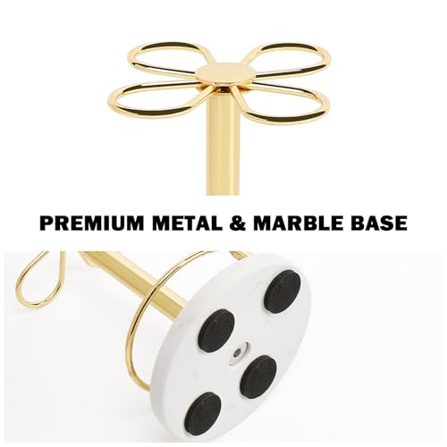 Image of Toothbrush Holder Stand for Bathroom, Metal Toothbrush Organizer with Marble Base, Toothbrush Storage Collection for Family, Suitable for Home Hotel Countertop Vanity (Small, Gold)