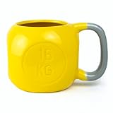 Bidut Taza de Cerámica 350 ml con Diseño de Pesa Rusa | Color Amarillo | Apta Microondas y Lavavajillas | Regalo Original para Hombres, Gym, Crossfit y Amantes del Fitness