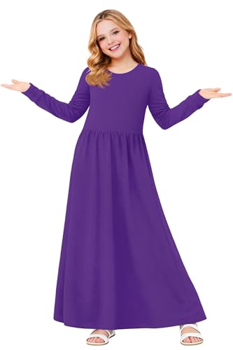 Image of Deerose Girls Maxi Dress Short Sleeve Casual Long Dresses with Pockets 5-14 Years