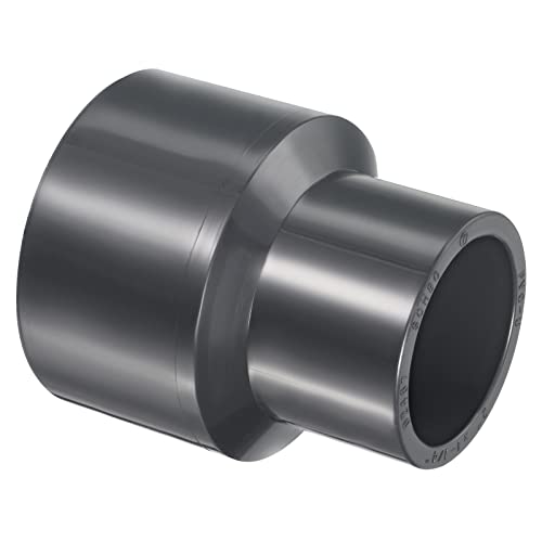 PATIKIL UPVC Reducer Pipe Fitting 2" x 1-1/4" Socket Schedule 80, Straight Coupling Adapter Connector, Gray