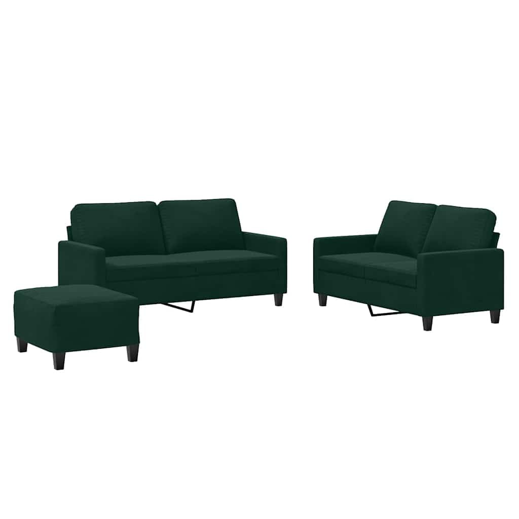 Terciopelo Suave Estructura Robusta 3 Piezas Verde 138x77x80cm