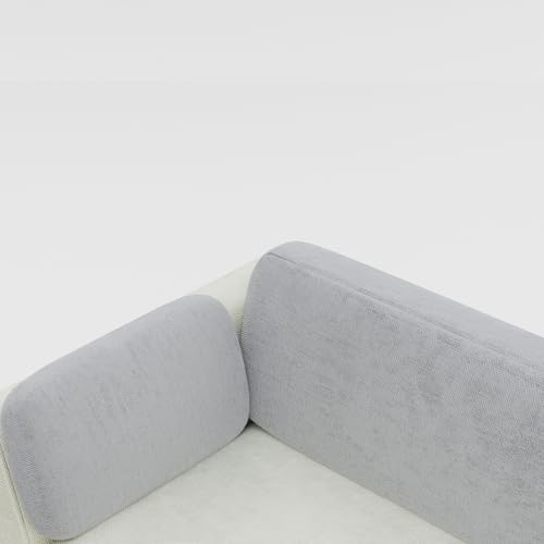 Image of Nuvola Air Premium Latex Fabric Sofa | 3, 4 & 5 Seater Options | Single & Dual-Tone Variants | Ultra-Soft Deep Seating Comfort | Modern Living Room Sofa | 3-Year Warranty (Grey and White, LHS, 5)