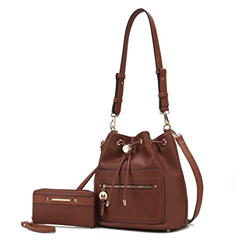 Image of MKF Collection Crossbody Bucket Bag for Women, Drawstring Hobo Shoulder Bags Handbag Purse with Wristlet Wallet by Mia K