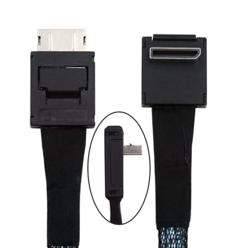 xiwai Down Angled 90 Degree Connector Dual Shield OcuLink PCIe 4.0 PCI-Express SFF-8611 4i Male to SFF-8611 Male Data Active Cable for External eGPU SSD, 80cm