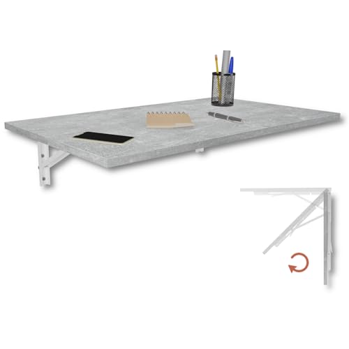 KDR Table Murale Pliante 80 x 50 cm – Table Rabattable Murale Gain de Place, Bureau Pliable, Table de Cuisine ou Salle à Manger, Table Murale pour Petit...