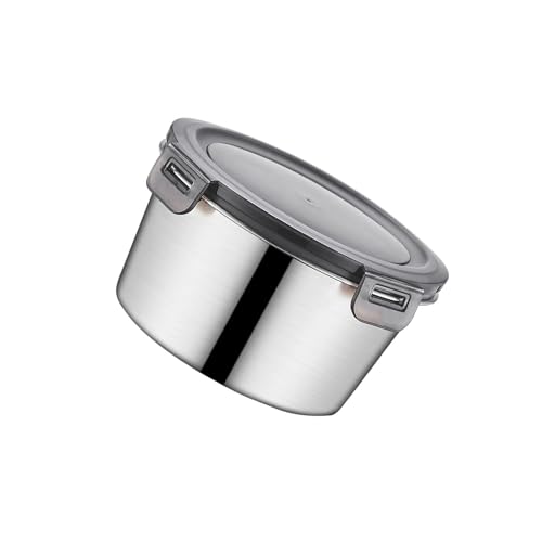 Wdbild Insalatiera, grande capacità in acciaio inox, contenitore per alimenti a prova di perdite, scatola per il pranzo con coperchio in metallo per casa e ufficio