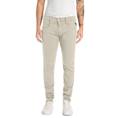 Replay Herren Jeans Anbass Slim-Fit Hyperflex Colour X-Lite mit Stretch, Grau (Moon Grey 604-1), 33W / 32L – Ansicht 1