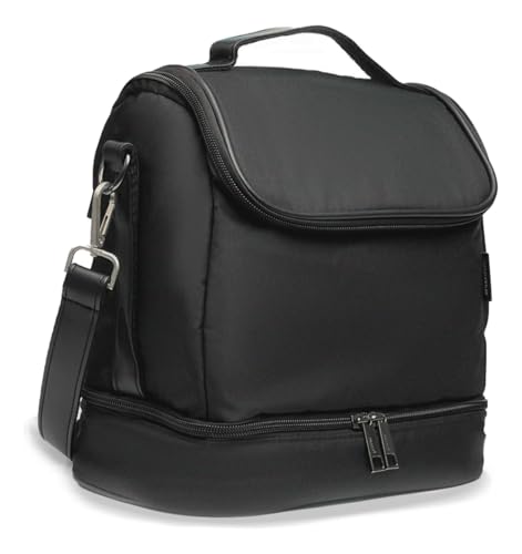 Gocase Bolsa Térmica com Compartimento Duplo, Preta, Alça Ajustável, Isolamento Térmico, 23x25x25cm, 8 Litros